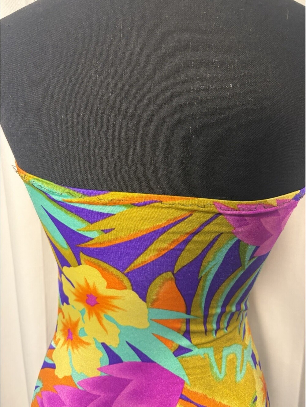 Vintage 80’s Oscar de la Renta Floral Tropical One Piece Swim Set Size M - Picture 4 of 9